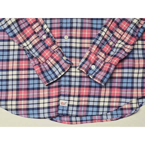 Vineyard Vines Shirt Men's Medium Plaid Slim Fit Murray Button Blue &‎ Pink - Picture 4 of 6